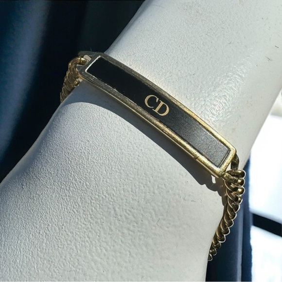 Vintage DIOR Logo Bracelet ID Tag CD Initials Bracelet - Picture 1 of 11